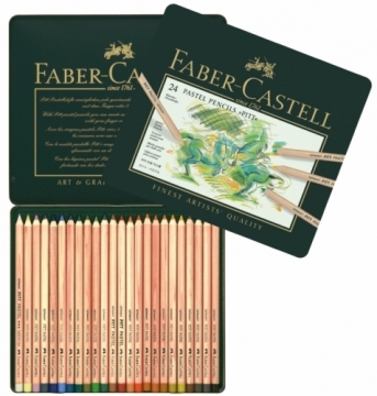 Krāsainie zīmuļi Faber-Castell Pitt Pastel 24 krāsas metāla kārba