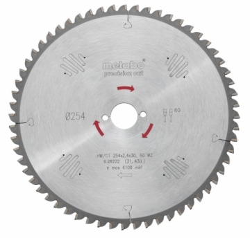 Zāģripa 254x2,4/1,8x30, z60, WZ, -5&deg;. Precision cut, Metabo