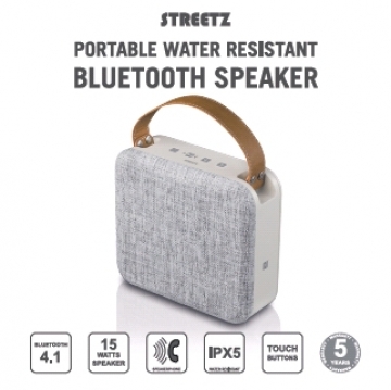 Kolonėlė STREETZ Bluetooth, NFC, 15W, IPX5, balta/pilka / CM761