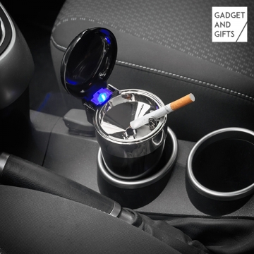 Portable ashtray with lid and ice backlight