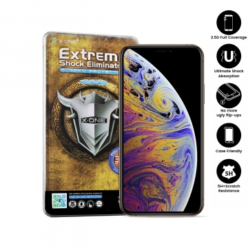 Защитная пленка для экрана X-ONE Extreme Shock против сильнейших ударов (3-го поколения) для iPhone  X/XS (ar melnu rāmi)