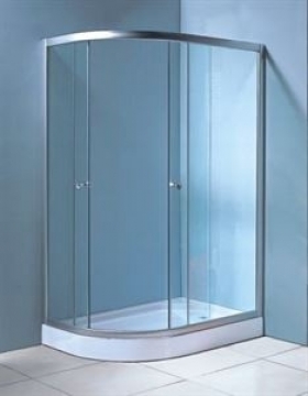Dušas stūris Gotland Eko 100x80x195 cm, pelēks stikls,  sēklais (12cm) paliktnis, satīna krāsas profils, bez sifona,labais izpildījums