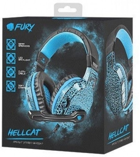 Natec Fury HellCat Gaming Spēļu Austiņas Datoram Ar Mikrofonu Un Apgaismojumu Zilas image 3