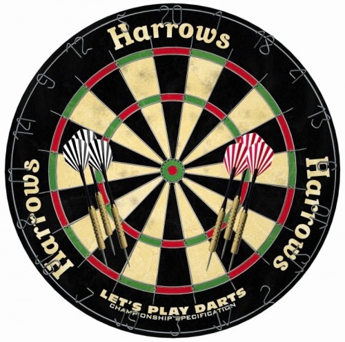 Dartboard HARROWS LET'S PLAY DARTS GAME SET with darts image 1