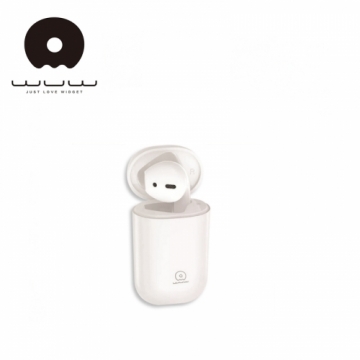 WUW R43 Airpods formas Mono BT 5.0 Bezvadu Kreisā austiņa ar Uzlādes maku un Silikona ietvaru Balta