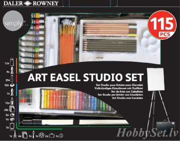 Mākslinieciskais komplekts ar molbertu Simply Complete Art easel studio 115 daļas