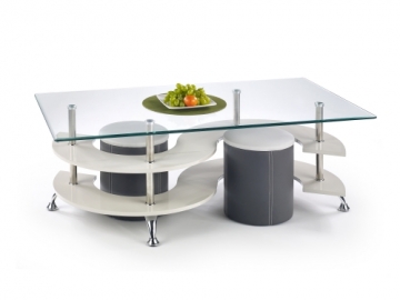 Halmar NINA 5 coffee table with pouffes color: grey / dark grey