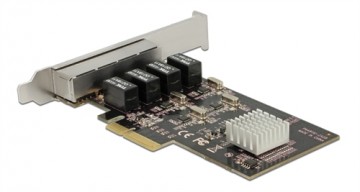 De-lock PCI tinklo plokštė DeLOCK 4xRJ45, Realtek RTL8111G Chipset / 89567