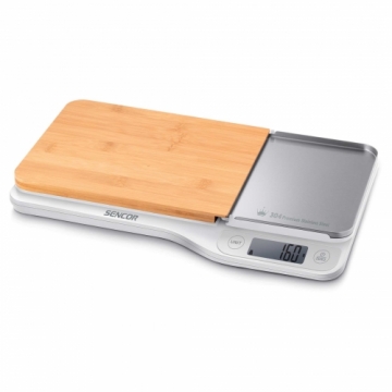 Kitchen Scale with Real Bamboo Cutting Board Sencor SKS6501WH