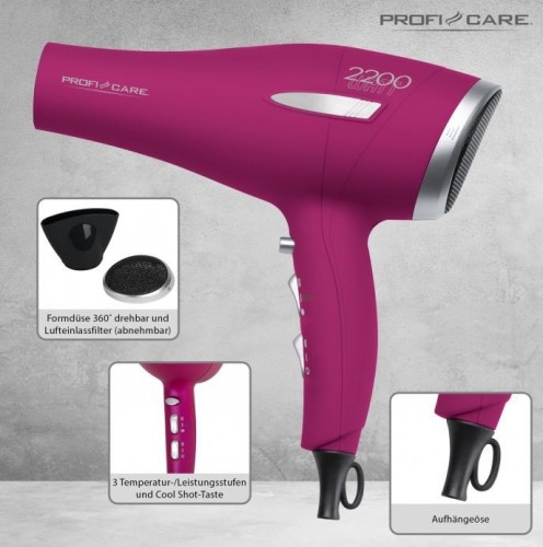 Professional hair dryerProfiCare PCHT3045 purple image 2