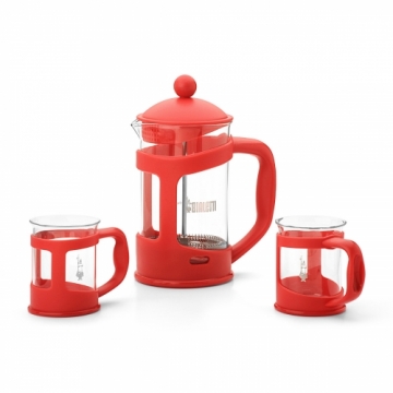 Set Coffee Press and Mugs Bialetti red