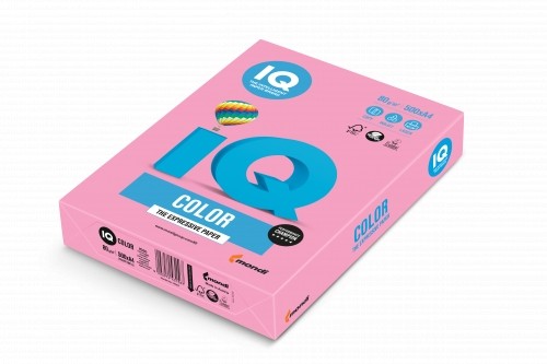 Krāsains papīrs IQ A4 80g, 500 loksnes, PI25 Pink image 1