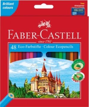 Krāsaini zīmuļi Faber-Castell Eco 48 krāsas + asināmais