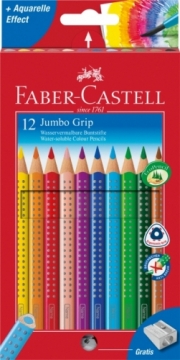 Цветные карандаши Faber-Castell Jumbo Grip 12-цветов+ точилка