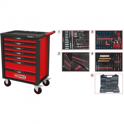 Ks Tools RACINGline BLACK/RED tool cabinet with seven drawers and 515, Kstools image 1