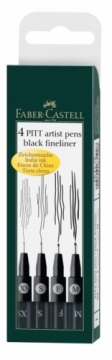 Flomastera tipa pildspalva Faber-Castell Pitt Artist Pen 4gab (XS,S,F,M) melna