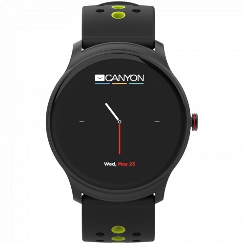 Canyon Smart watch, 1.3inches IPS full touch screen, Alloy+plastic body,IP68 waterproof, multi-sport mode with swimming mode, compatibility with iOS and android,Black-Green with extra belt, Host: 262x43.6x12.5mm, Strap: 240x22mm, 60g image 1