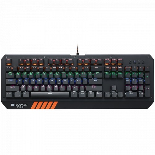 CANYON Wired multimedia gaming keyboard with lighting effect, 108pcs rainbow LED, Numbers 104keys, EN double injection layout, cable length 1.8M, 450.5*163.7*42mm, 0.90kg, color black image 1