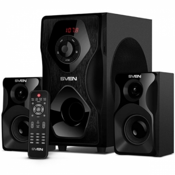 SVEN MS-2055, black, Bluetooth, FM, USB/SD, Display, RC unit, power output 30W+2x12.5W (RMS)