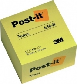 Клейкие листки 3M Post-it 76x76 450 листов, желтый
