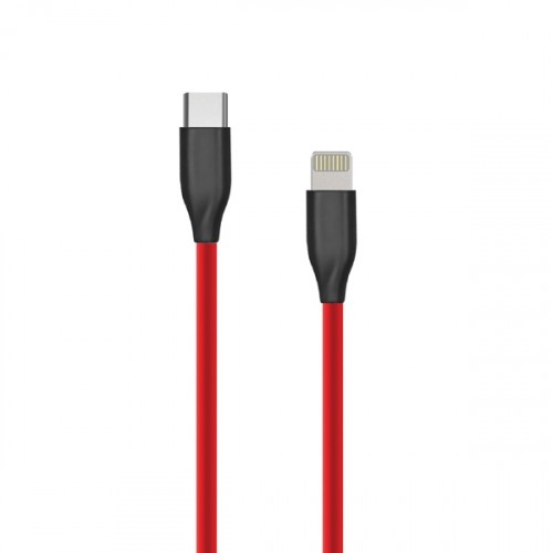 Silicone cable USB-C - Lightning (red, 1m) image 1