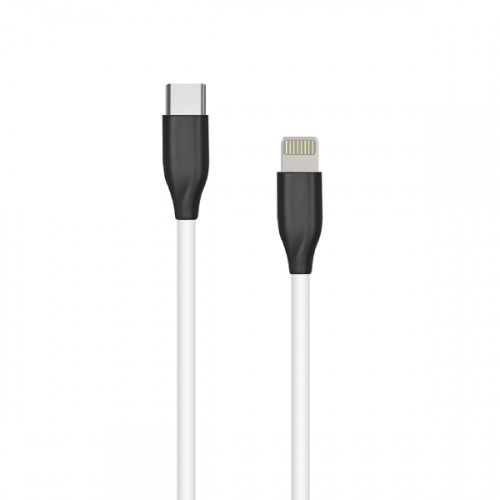 Silicone cable USB-C - Lightning (white, 1m) image 1