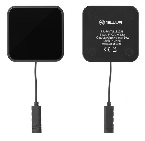 Tellur Qi Ultra-Slim Wireless Fast Charging Pad WCP03, 10W, Qi Certified, Tempered Glass black image 4