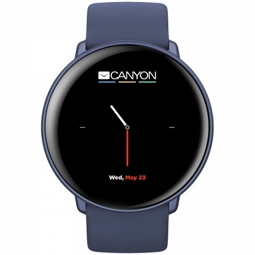 Canyon Smart watch, 1.22inches IPS full touch screen, aluminium+plastic body,IP68 waterproof, multi-sport mode with swimming mode, compatibility with iOS and android,Blue with extra blue leather belt, Host: 41.5x11.6mm, Strap: 240x20mm, 20.8g image 2