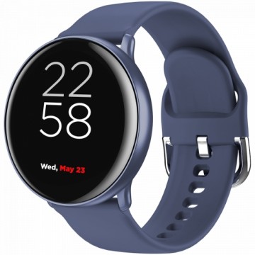 Canyon Smart watch, 1.22inches IPS full touch screen, aluminium+plastic body,IP68 waterproof, multi-sport mode with swimming mode, compatibility with iOS and android,Blue with extra blue leather belt, Host: 41.5x11.6mm, Strap: 240x20mm, 20.8g