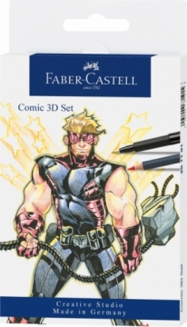 Tintes pildspalvu komplekts Faber-Castell Pitt Comic 3D, 11 krāsas