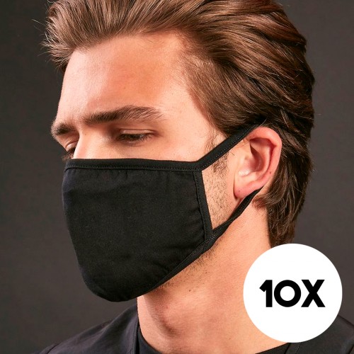 Tekstila divslāņu, atkārtoti lietojamas maskas (10 gab./melns) image 1