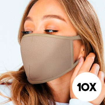 Tekstila divslāņu, atkārtoti lietojamas maskas (10 gab./beige)
