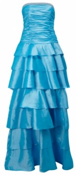 Fashion Strapless Blue Tierred Maxi Dress Vakarkleita