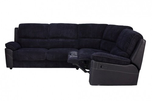 Corner sofa Brooks 1625 right (r) sofabed, recliner MBT-04+BO dark blue fabric image 1