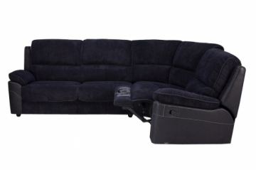 Corner sofa Brooks 1625 right (r) sofabed, recliner MBT-04+BO dark blue fabric
