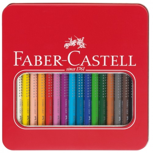Krāsu zīmuļu komplekts Faber-Castell Jumbo Grip metāla kastē,16 krāsas image 1