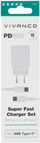 Vivanco charger USB-C 3A 1.2m, white (60811) image 3