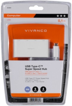 Vivanco USB hub 4 portu USB-C Super Speed (45384)