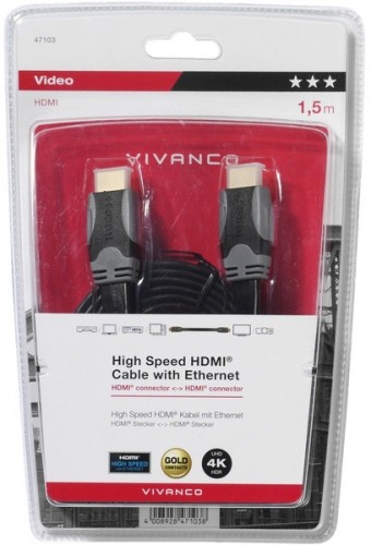 Vivanco kabelis HDMI - HDMI 1,5m, plakans (47103) image 1