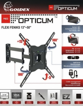 Opticum TV stiprinājums pie sienas 13-50collas, līdz 35kg, melns - Flexi Maxx
