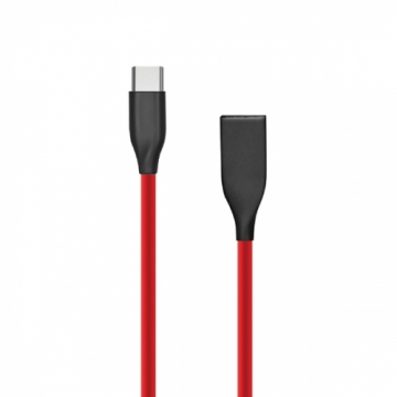 Силиконовый кабель USB - USB-C (красный, 2m)