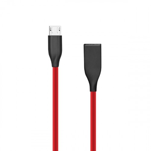 Silicone cable USB - Micro USB (red, 2m) image 1