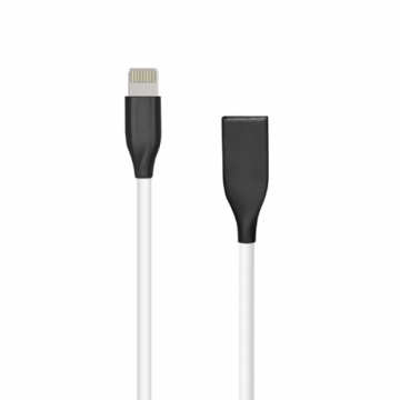 Silicone cable USB-Lightning (white, 2m)