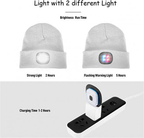 One size теплая вязаная шапка со светодиодной подсветкой  (white) image 9