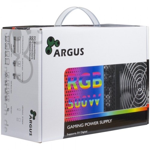 Power Supply INTER-TECH Argus RGB, 80PLUS Bronze, 500W, Retail, 1x140 Fan, 1x20+4Pin, 4+4Pin, 1xPCI-e 6+2Pin, 4x4Pin (Molex), 4xSATA, 1xFDD, rev 2.0 image 2