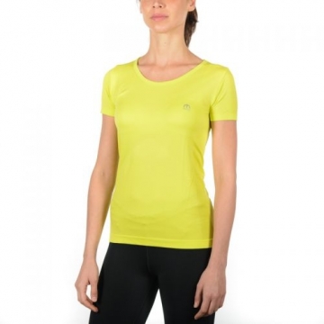Mico Woman Half Sleeves R Neck Skintech Shirt / Dzeltena / L / XL