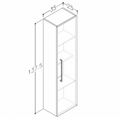 Высокий шкаф для ванной Raguvos Baldai JOY 35 CM concrete/taupe, glossy chrome 12301214 image 2