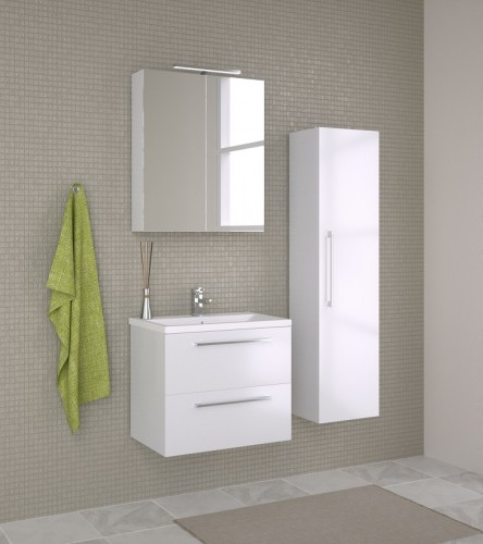Шкафчик с зеркальными дверцами и GARDA LED подсветкой Raguvos Baldai SCANDIC 60 CM glossy white 1502311 image 4