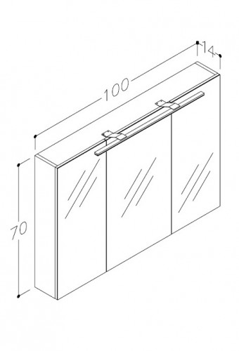 Шкафчик с зеркальными дверцами и GARDA LED подсветкой Raguvos Baldai SCANDIC 100 CM glossy white 1502711 image 2