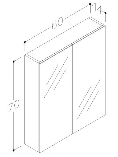 Шкафчик с зеркальными дверцами Raguvos Baldai MILANO 60 CM matt white 1900312 image 2